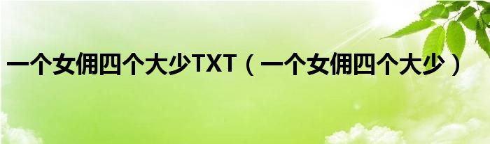 一个女佣四个大少TXT（一个女佣四个大少）