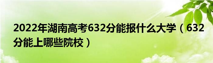 2022年湖南高考632分能报什么大学（632分能上哪些院校）