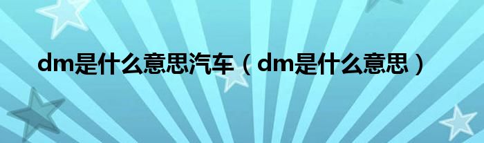 dm是什么意思汽车（dm是什么意思）