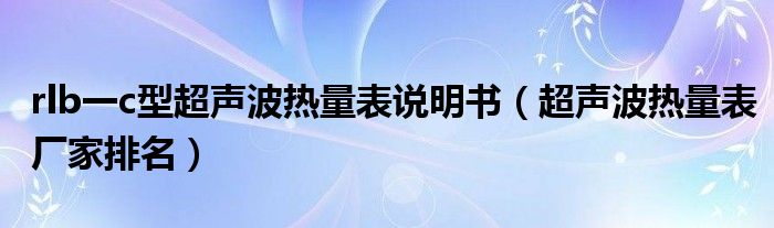 rlb一c型超声波热量表说明书（超声波热量表厂家排名）