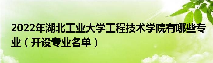 2022年湖北工业大学工程技术学院有哪些专业（开设专业名单）