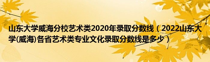 山东大学威海分校艺术类2020年录取分数线（2022山东大学(威海)各省艺术类专业文化录取分数线是多少）