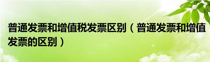 普通发票和增值税发票区别（普通发票和增值发票的区别）