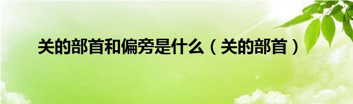 关的部首和偏旁是什么（关的部首）