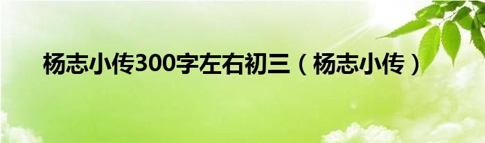 杨志小传300字左右初三（杨志小传）