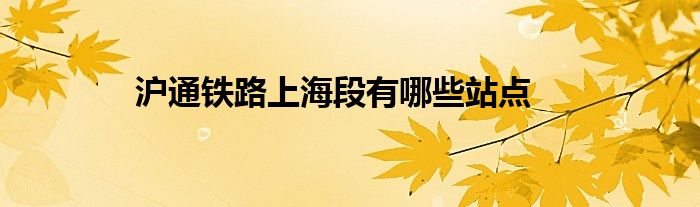 沪通铁路上海段有哪些站点