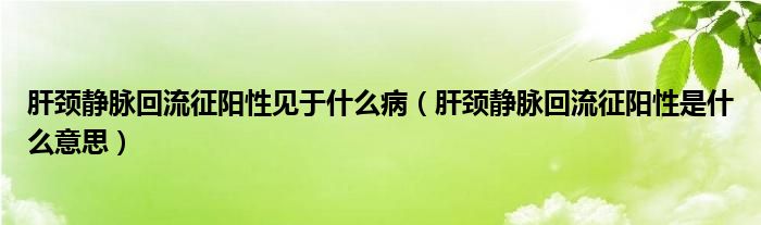 肝颈静脉回流征阳性见于什么病（肝颈静脉回流征阳性是什么意思）