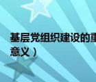 基层党组织建设的重要意义是什么（基层党组织建设的重要意义）