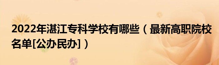 2022年湛江专科学校有哪些（最新高职院校名单[公办民办]）