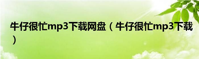 牛仔很忙mp3下载网盘（牛仔很忙mp3下载）