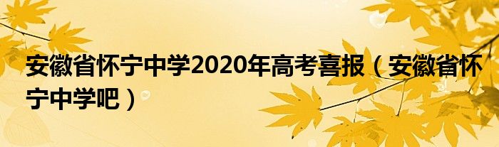 安徽省怀宁中学2020年高考喜报（安徽省怀宁中学吧）