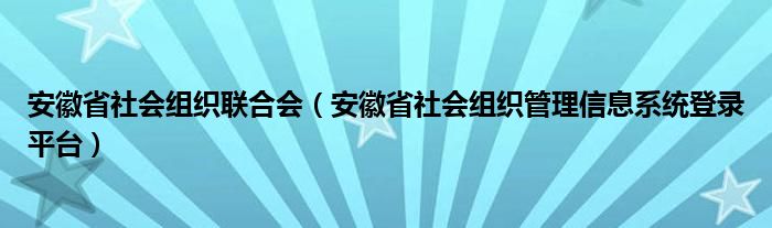 安徽省社会组织联合会（安徽省社会组织管理信息系统登录平台）