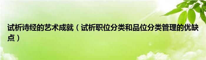 试析诗经的艺术成就（试析职位分类和品位分类管理的优缺点）