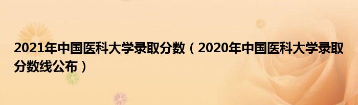 2021年中国医科大学录取分数（2020年中国医科大学录取分数线公布）