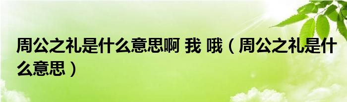 周公之礼是什么意思啊 我 哦（周公之礼是什么意思）