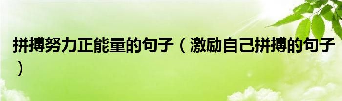 拼搏努力正能量的句子（激励自己拼搏的句子）