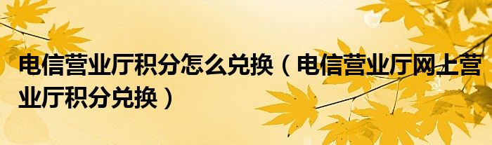 电信营业厅积分怎么兑换（电信营业厅网上营业厅积分兑换）