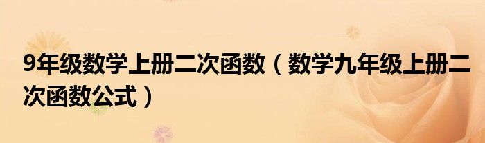 9年级数学上册二次函数（数学九年级上册二次函数公式）