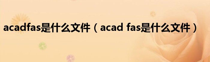 acadfas是什么文件（acad fas是什么文件）