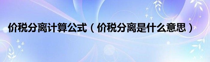 价税分离计算公式（价税分离是什么意思）