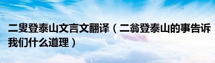 二叟登泰山文言文翻译（二翁登泰山的事告诉我们什么道理）