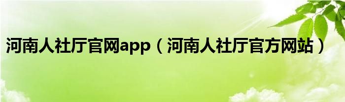 河南人社厅官网app（河南人社厅官方网站）