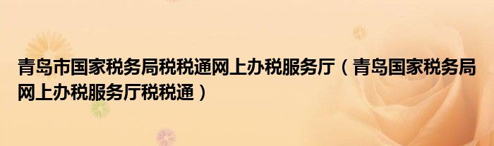 青岛市国家税务局税税通网上办税服务厅（青岛国家税务局网上办税服务厅税税通）