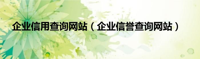 企业信用查询网站（企业信誉查询网站）