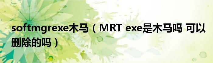 softmgrexe木马（MRT exe是木马吗 可以删除的吗）