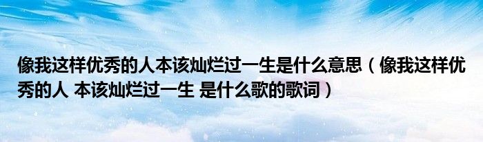 像我这样优秀的人本该灿烂过一生是什么意思（像我这样优秀的人 本该灿烂过一生 是什么歌的歌词）