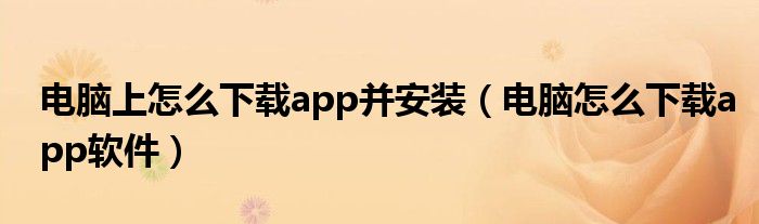 电脑上怎么下载app并安装（电脑怎么下载app软件）