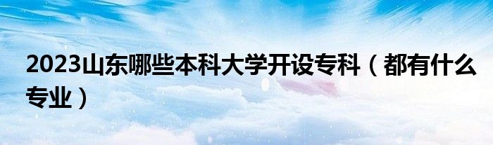 2023山东哪些本科大学开设专科（都有什么专业）