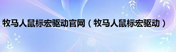 牧马人鼠标宏驱动官网（牧马人鼠标宏驱动）