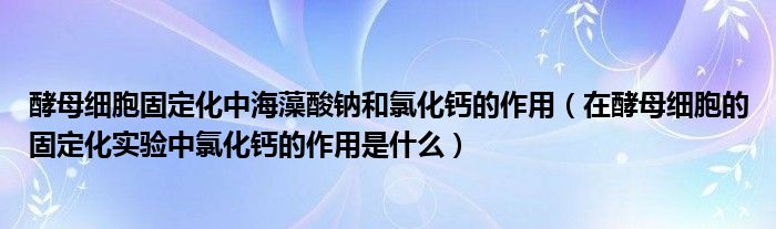 酵母细胞固定化中海藻酸钠和氯化钙的作用（在酵母细胞的固定化实验中氯化钙的作用是什么）