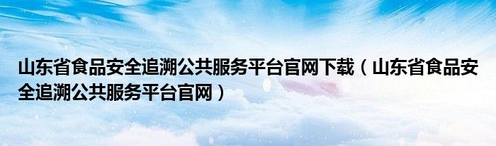 山东省食品安全追溯公共服务平台官网下载（山东省食品安全追溯公共服务平台官网）