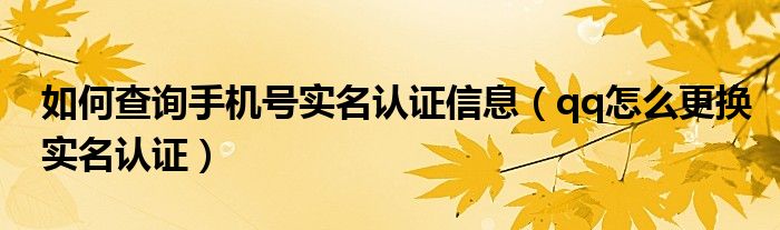 如何查询手机号实名认证信息（qq怎么更换实名认证）