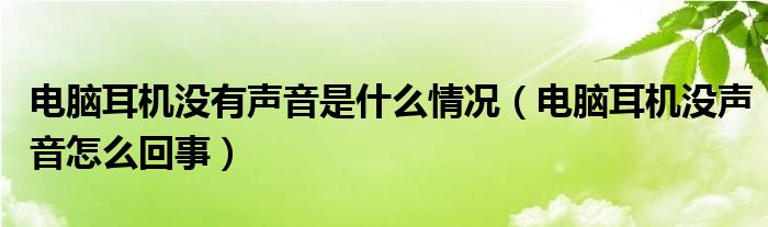 电脑耳机没有声音是什么情况（电脑耳机没声音怎么回事）