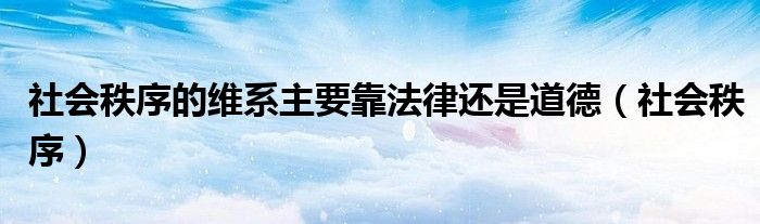 社会秩序的维系主要靠法律还是道德（社会秩序）