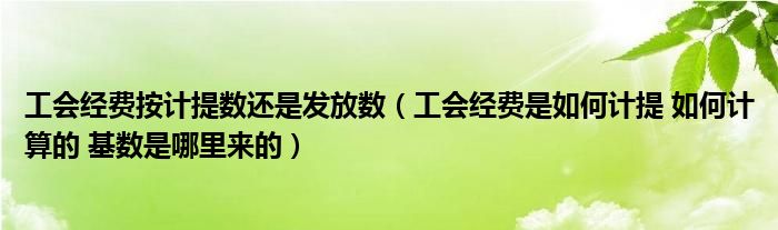 工会经费按计提数还是发放数（工会经费是如何计提 如何计算的 基数是哪里来的）