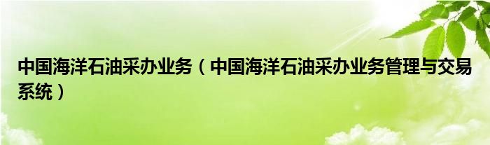 中国海洋石油采办业务（中国海洋石油采办业务管理与交易系统）