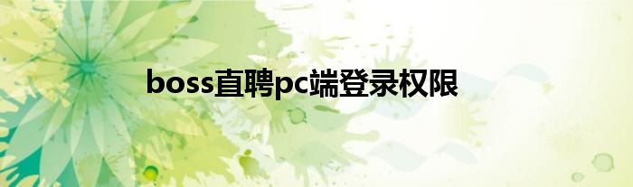 boss直聘pc端登录权限