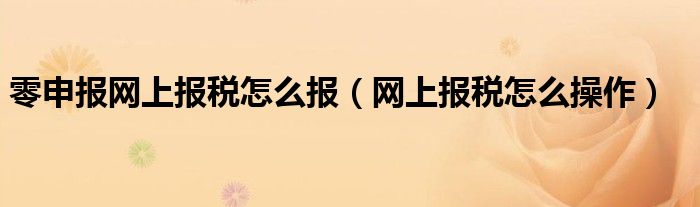 零申报网上报税怎么报（网上报税怎么操作）