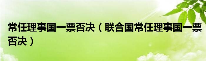 常任理事国一票否决（联合国常任理事国一票否决）