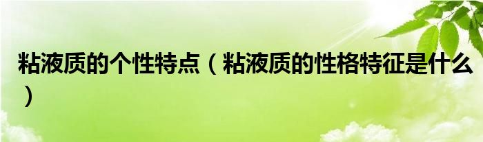 粘液质的个性特点（粘液质的性格特征是什么）