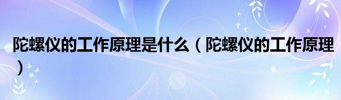 陀螺仪的工作原理是什么（陀螺仪的工作原理）