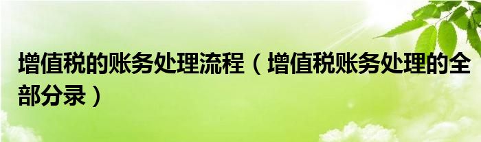 增值税的账务处理流程（增值税账务处理的全部分录）