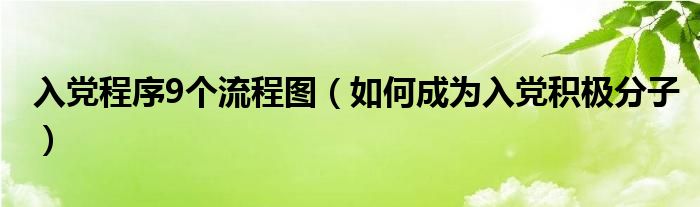 入党程序9个流程图（如何成为入党积极分子）