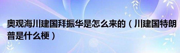 奥观海川建国拜振华是怎么来的（川建国特朗普是什么梗）