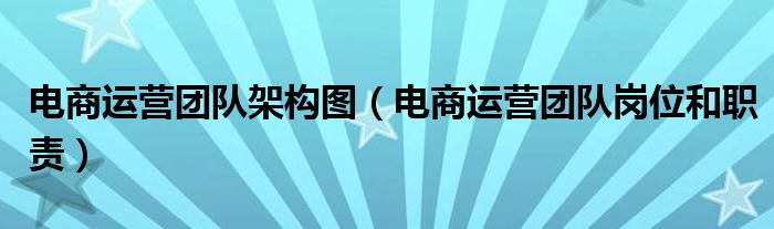 电商运营团队架构图（电商运营团队岗位和职责）