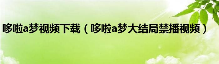 哆啦a梦视频下载（哆啦a梦大结局禁播视频）